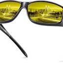 URUMQI Night Driving Glasses Fit Over Eyeglasses, Anti Glare Night Time Driving Glasses for Men Women, HD Night Vision Glasses with TAC Polarised Lens for Rain, Fog, Cloud