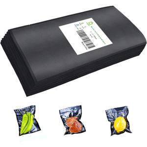 CANLENPK 4x8Inch/10x20cm Small Black Back and Clear Front Vacuum Sealer Bags,Food Storage Bag,Seal Meal Snack Fruit Nut,Boil Steam Heat Freeze,Commercial Grade Heavy Duty Sealable Bags (100PCS)