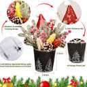 KC&KST 2PC Christmas Centerpieces for Tables with LED Lights - Tabletop Artificial Floral Arrangement Decorations, Pine Cones and Berries, Xmas Small Potted Holiday Table Decor(Small Christmas Tree)