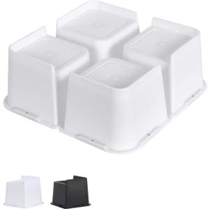 Affogato Bed Risers, 4 Pack 4 Inch Heavy Duty Furniture Risers, Table Leg Extenders, Bed Lifts Fits to Bed, Chair, Desk, Cabinet, Sofa, Couch, Tables, Support up to 5000 Lbs (White)