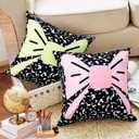 Mindsoft Composition Notebook Throw Pillow Covers 18x18 Inch Set of 4 | Back to School Throw Pillow Covers, Large Bow Classroom Reading Nook Decorative Cushion Case for Bed Sofa Nursery Couch Decor