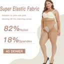 Yilanmy Plus Size Suspender Pantyhose for Women, 40D Sheer Tights Garter Belt Thigh High Stockings (Beige, XXL)