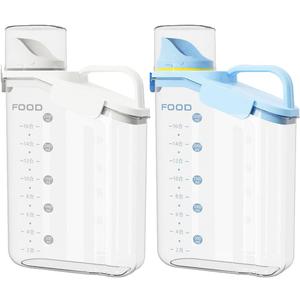 Total 2 items Cereal Containers Storage,Each2.5L Airtight Large Dry Food Storage .1 Blue 1 White.with Measuring Cup BPA Free Plastic DispenserSuitable for Storing Grains Flour and Various Foods.