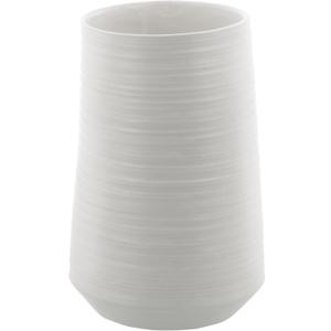 CosmoLiving by Cosmopolitan Porcelain Ceramic Decorative Vase Ribbed Centerpiece Vase, Flower Vase for Home Decoration 5" x 5" x 9", White