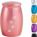 2.67 Inches Small Keepsake Pet Urns for Dog Cats Ashes,Mini Pink Cremation Urns for Memorial Tiny Animal Ashes with Paw Print, Rose Gold