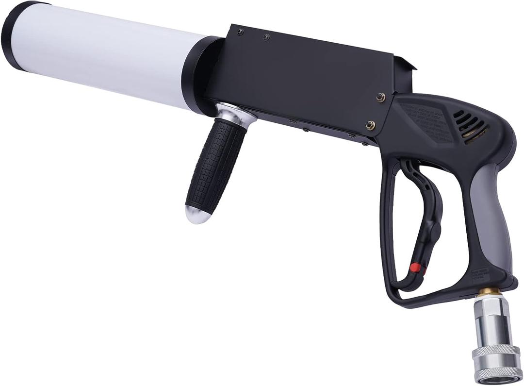 LED CO2 Confetti Gun,20W 7 Colors Stage Effect Handheld CO2 Jet Machine with 10 Feet Gas Hose for Nightclub Party Wedding Bars 110V (25.6*2.56*5.9in)
