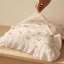 Muslin Ruffled Toddler Pillowcases 13"x18" 2 Pack, Soft, Breathable Muslin Cotton Travel Pillow Covers with Envelope Closure for Baby Boys, Girls & Kids (Teddy & Friends-Ruffled, 13 x 18 Inch)