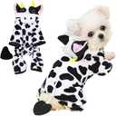 Halloween Dog Cow Costume Pajamas Farm Animal Winter Warm Pet Hoodie Clothes Funny Cute Puppy Pjs for Small Medium Doggy Cat Chihuahua Yorkie Cosplay (Small)