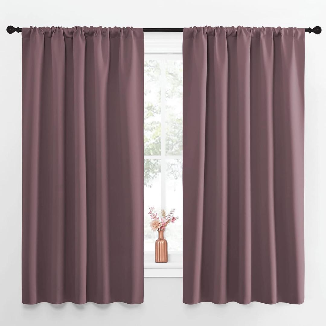 NICETOWN Blackout Curtains for Living Curtains, Room Darkening Curtains & Drapes for Kids Bedroom, Home Decoration Draperies (Dry Rose, 52" x 63", 2 PCs)