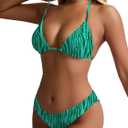 TASHEHE Women's Colorful String Bikini Set Sexy Triangle Two Piece Swimsuit Halter Bathing Suit (S)