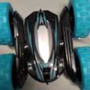 Remote Control Car: Double Sided 360°Rotating 4WD RC Cars 2.4GHz Electric Race Stunt Toy Car Rechargeable Toy Cars for 6 7 8 9 10 11 12 Year Old Boys Girls Kids Christmas Birthday Gifts Cyan