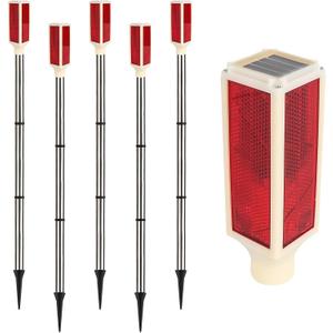 5 PCS Solar Driveway Markers Solar Powered Driveway Markers Driveway Lights Landscape Driveway Reflectors on Poles for Snow Road Outdoor Yard Parking Sidewalk
