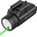 TOUGHSOUL 1200 Lumens Picatinny Rail Mount Pistol Light Green Laser Combo, White LED Flashlight with Green Beam Powered by Built in Rechargeable Battery