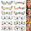 Soccer World Cup Face Paint Tattoos Waterproof Football Eye Temporary Tattoos for Kids Adults, Sports Party Game Day Makeup Stickers