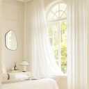 Living Room Curtains Semi-Sheer Set of 2,2 x 40W x 96H inch,White Drapes for Room Solid Color Curtains for Kitchen for Eyelets