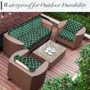 Newwiee 8 Pcs Stretch Patio Outdoor Cushion Covers Waterproof Replacement Sofa Couch Covers for 4 Backrests and 4 Cushions Washable Lawn Garden Seat Furniture Protector(Dark Green)