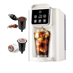 Hot & Iced Coffee Maker with Bold Setting, Single Serve Coffee Maker for K Cup and Grounds, 6-14 oz Brew Sizes, 50 oz Removable Water Tank, One Cup Coffee Machine with Reusable Filter, White