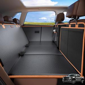 FURTIME XL Back Seat Extender for Dogs, Hard Bottom Dog Car Seat Cover for Truck Back Seat, Upgraded PU Leather Waterproof Anti-Scratch, Large Space Back Seat Cover for Full Size Truck SUV (Black)