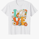 Peace Sign Love T Shirt 60s 70s Tie Dye Hippie Costume T-Shirt XS