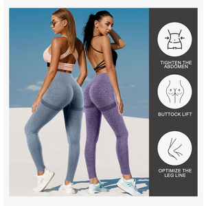 2 Pack Women Butt Lifting Workout Leggings, High Waist Seamless Gym Legging Yoga Scrunch Pants