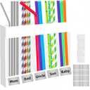 Acrylic Straw Holder for Cabinet, White Reusable Straw Organizer with Double Sided Adhesive Tape and Stickers, Straws Storage Container for Cabinet Door Kitchen Counter Cupboard Fridge