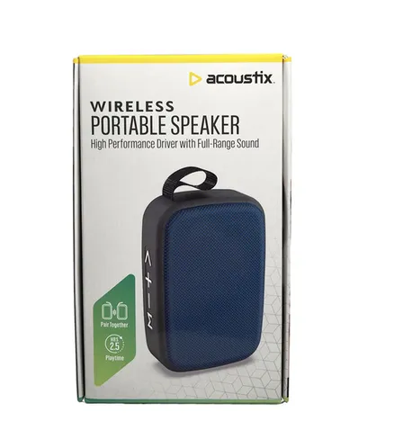Acoustix Wireless Portable Stereo Sound Speaker, Blue
