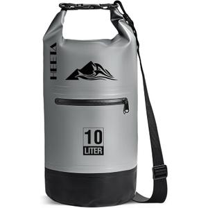 HEETA Waterproof Dry Bag with Front Zippered Pocket for Women Men, 5L/10L/20L/30L/40L Roll Top Lightweight Dry Storage Bag Backpack for Travel, Kayaking, Boating, Rafting, Camping, Hiking & Beach