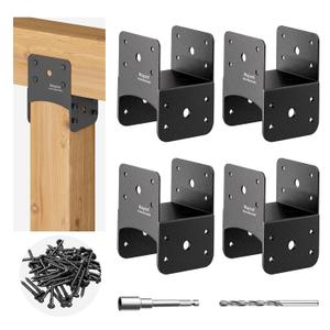 Post Anchor Connector,Stainless Steel Beam Anchor Connector, Post Base Bracket for Supporting Wood Beams (4, P4x4-B(4x4/4x6))