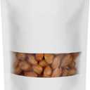 Blisstime 50 Pieces Resealable Bags for Small Business, White Kraft Paper Stand Up Pouches with Matte Window Reusable Heat Sealable Bags for Packaging (3.9 X 5.9 Inches)