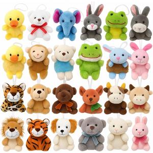 Mini Stuffed Animals Bulk  24 Pack Tiny Plushies Keychain for Kids, Small Animal Plush Toys for Classroom Rewards, Birthday Party Favors, Claw Machine, Easter, Halloween & Christmas Gifts