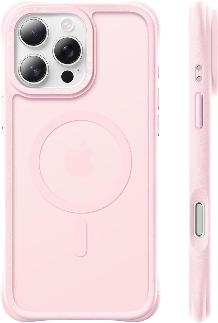 ORNARTO Magnetic for iPhone 16 Pro Case, Compatible with MagSafe, 20FT Military-Grade Drop Protection, Slim Matte Translucent Anti-Fingerprint Shockproof Case for iPhone 16 Pro 6.3", Chalk Pink