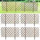 ShopLaLa Garden Fence (4 Pack, Total 24ft (L)) Wooden Lattice Panels for Outside Flower Edging for Yard Lawn Landscape Porch Patio Outdoor Decor, Expandable Wood Plant Trellis Fences and Gate for Dogs