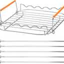 Stainless Steel Air Fryer Accessories 9 inch Square Air Fryer Skewer Rack with Handle Dehydrator Rack