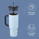 Owala Stainless Steel Triple Layer Insulated Travel Tumbler with Spill Resistant Lid, Straw, and Carry Handle, BPA Free, 40 oz, Blue (The Great Blue)