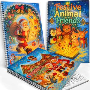 Christmas Coloring Book for Adults – 3 Book Set with 90 Festive Designs of Holiday Scenes, Animals & Seasonal Architecture – A4 Size, Stress Relief & Relaxation, Ideal Xmas Decorations & Gifts