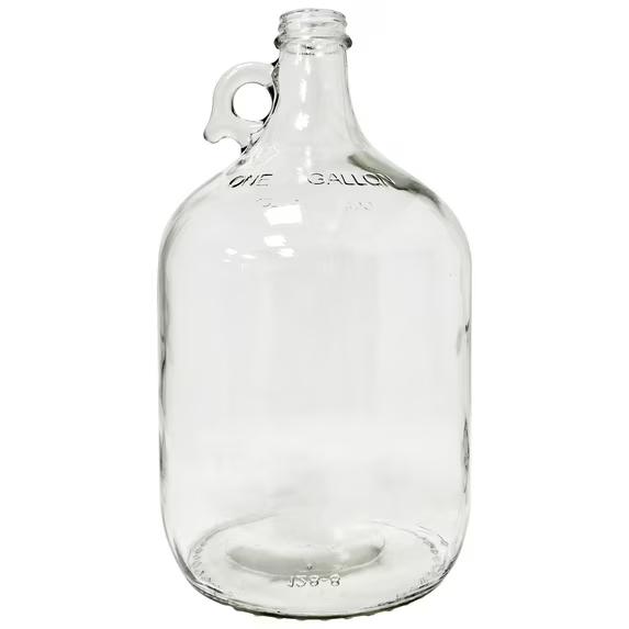 Skywin 1 Gallon Glass Jar with Lid, Clear Glass Gallon Jug for Brewing, Fermentation, Beverage Storage & Bulk Liquids, Airtight 38mm Screw Cap, Food Safe, Reusable Glass Jug with Carry Handle