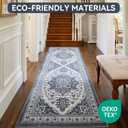 UKISS Washable Runner Rug 2x6 Non-Slip Soft Boho Vintage Hallway Runner Rugs Low Pile Faux Wool Long Carpet Runner Rug for Entryway Bedroom, Kitchen, Laundry, Bathroom.