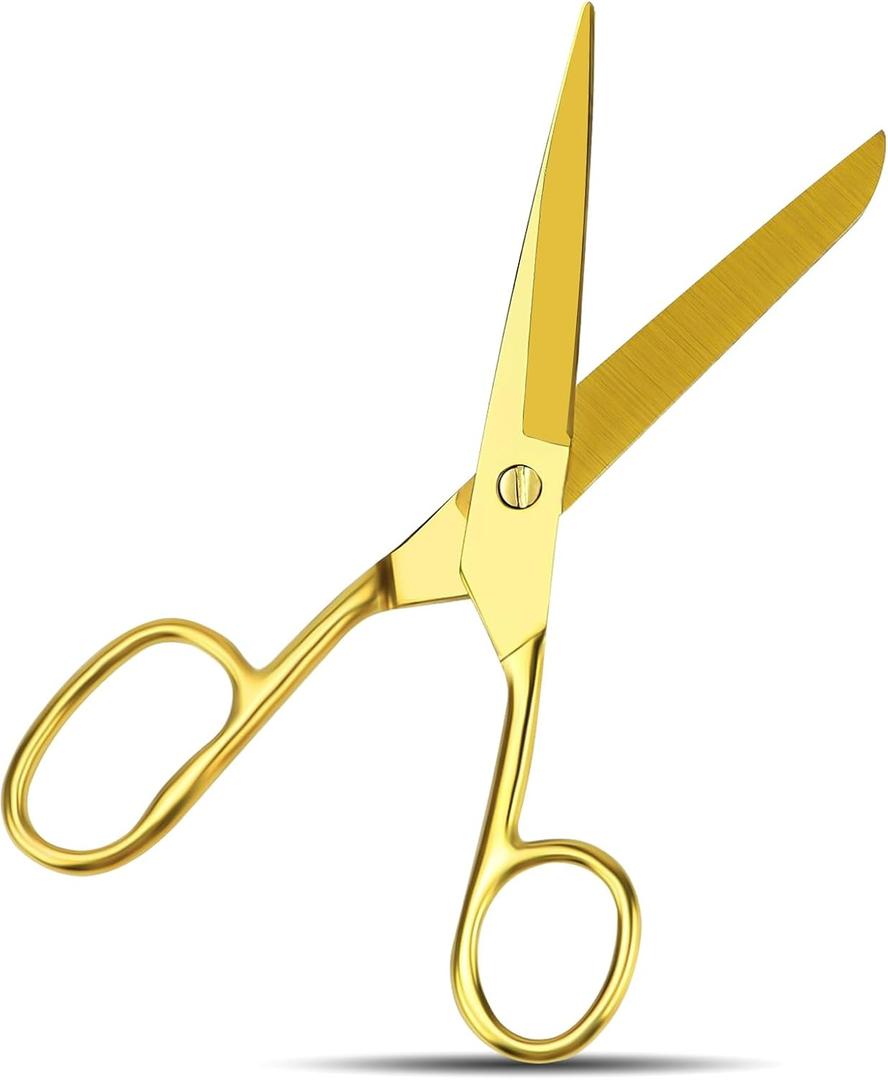 Gold Scissors for Office Multipurpose Stylish: 7 inch - Comfort Grip - Stainless Steel - Scissors with Home - School - for Cutting Paper - Open Envelopes - Cut Tape (Gold Scissors for Office)