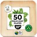 Palm Leaf Plates 10 Inch Bamboo Paper Disposable 50 Bulk Dinner Square Party Plates Event Tableware Eco Biodegradable Compostable Wooden Plate Best Alternative to Plastic Plate, By KoalaLove