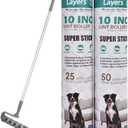 Layers Large Mega 10in Wide Roller 75 Sheets, 2 Pack Wide Refills with 4-Foot Extendable Handle