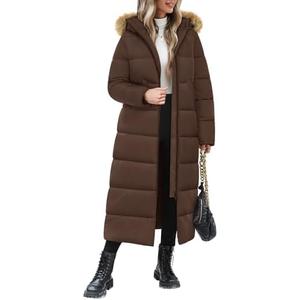 Jyanl Long Winter Coats for Women Maxi Length Puffer Coat Warm Quilted Jacket Ladies Full Length Down Fur Hood Trendy 2025 L