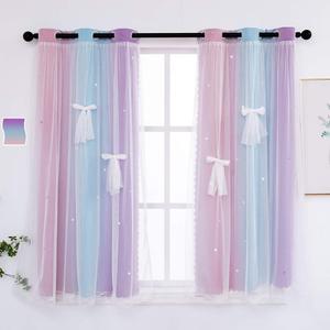 Yancorp Curtains for Girls Bedroom Kids Room Curtain Colorful Window Nursery Curtain 63 inches Length Room Darkening Grommet 2 Layers (Pink Purple, W34 X L63) (34"W x 63"L (Pack of 1), Pink Purple Green)