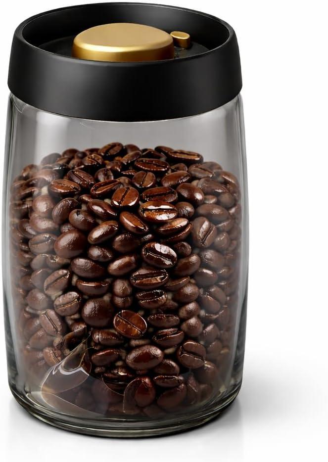 Vacuum Coffee Canister, 40 oz Light-Blocking Glass Coffee Bean Container