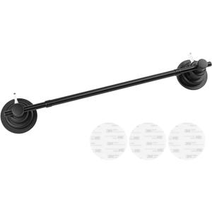 Suction Cup Towel Bar for Shower, 15.75''-25.6'' Adjustable Stainless Steel Towel Holder, Heavy Duty Suction Towel Rack with Powerful Vacuum Adsorption for Bathroom, Kitchen, RV, and Renters (Black)