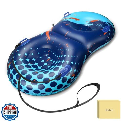 Snow Tube with Towable Tow Rope, UOLUUK 2 Persons Heavy Duty Inflatable Sled for Kids & Adults Premium AbrasionResistant Thickened Bottom Sledding for Outdoors (Purple Lightning)