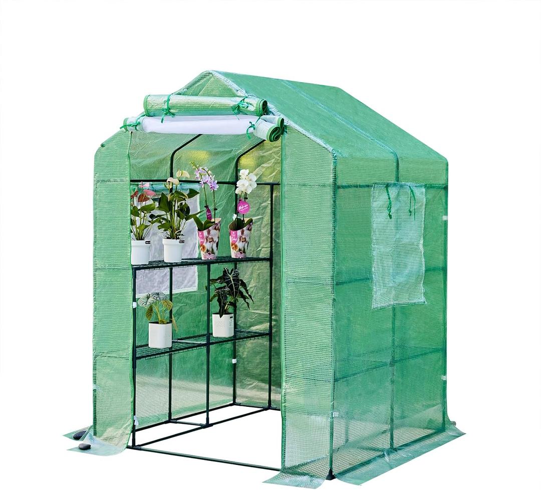 56x55x74 Inch Greenhouse for Outdoors,3 Tier 8 Shelves Green