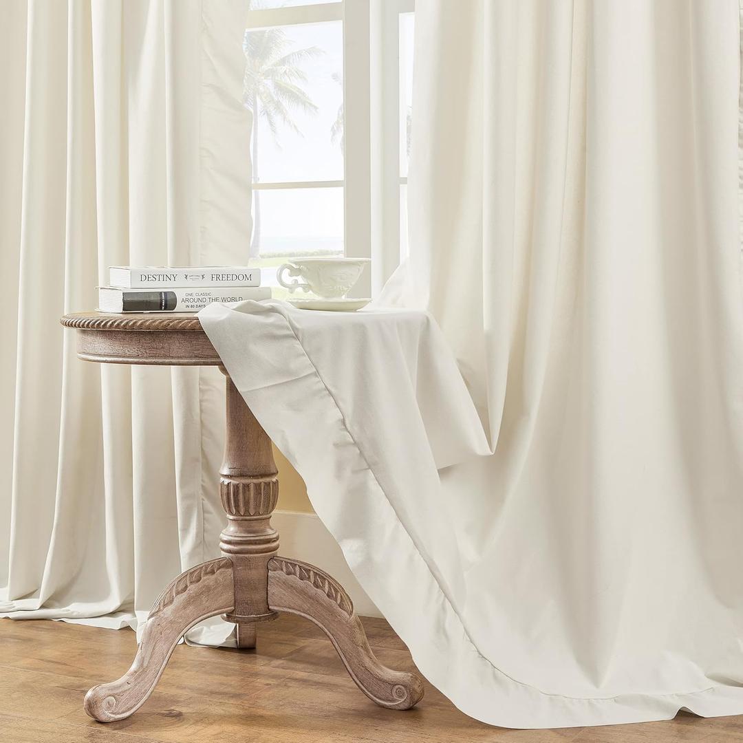FOLKSIDE Cream Ivory Ruffle Curtains 84 Inch Length 2 Panels Set for Living Room Bedroom Shabby Chic Drapes Rod Pocket Light Reducing Window Curtains for Kids Girls Nursery Room Backdrop Decor, 52x84 (52"W x 84"L (Pack of 2))