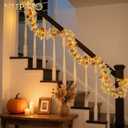 NUPTIO Fall Leaves Garland with Lights: 6Ft Autumn Maple Leaf Garlands for Thanksgiving Harvest Halloween - Fall Decor 40 LED 8-Mode Lights with Remote Timer for Mantle Fireplace Porch Table