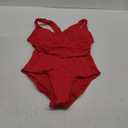 QINSEN Womens Sexy V Neck One Piece Bathing Suit Cross Back Swimsuit High Waist Monokini (Medium, Red)