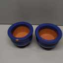 2 Set 6 Inches African Violet Pots Ceramic Self Watering Pots for Indoor Plants with Highly Absorbent Inner for Busy Plant Lovers Flower Maintenance (Blue)